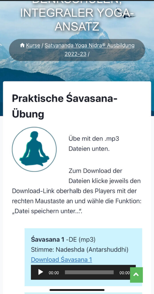 Yoga Nidra Ausbildung - online Plattform